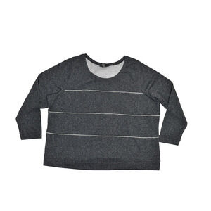 NEW Lane Bryant Plus Size 26/28 Gray Glitter Striped Blouse Long Sleeve Top